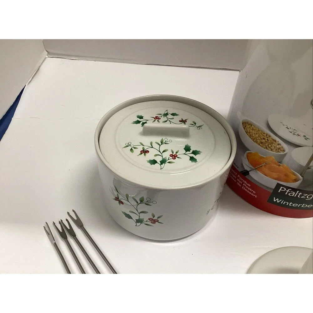 pfaltzgraff winterberry deluxe dessert fondue 16 piece set holiday